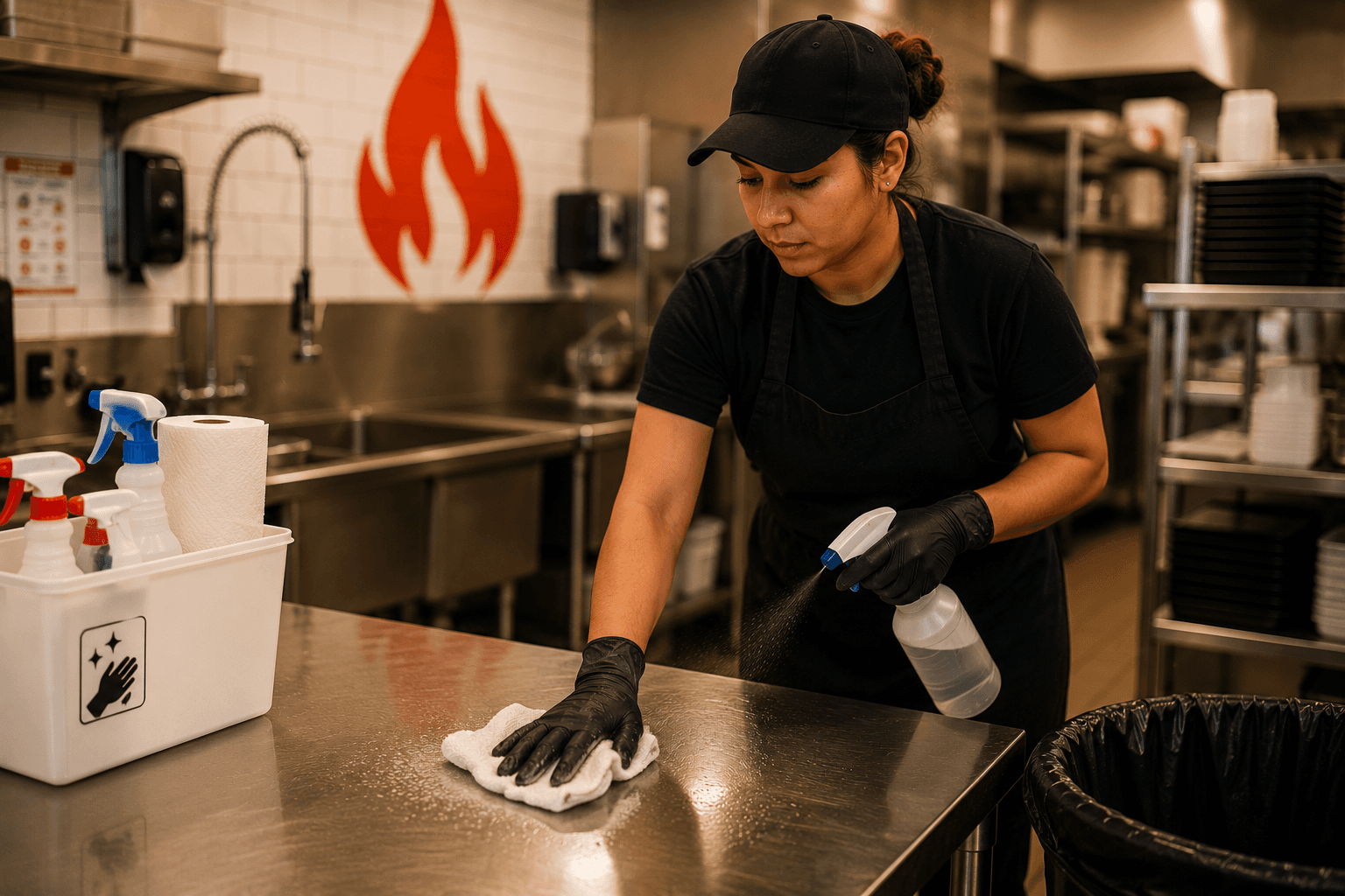 JP's Hot Chicken cleaning staff keeping the space tidy