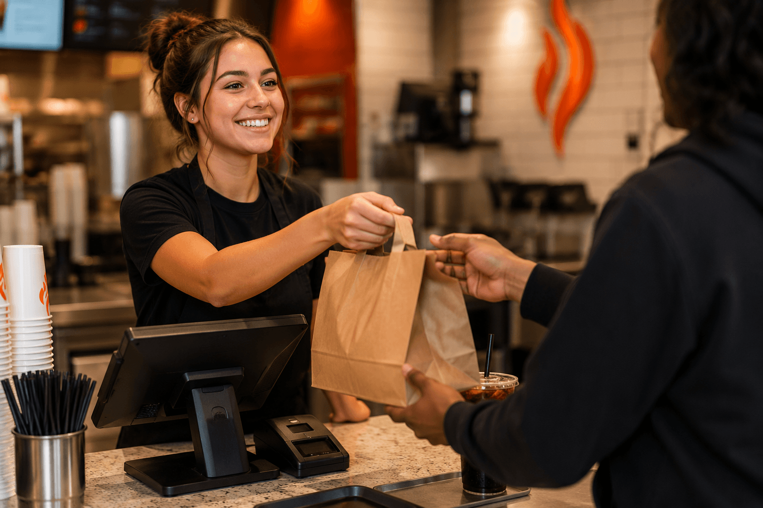 JP's Hot Chicken front counter staff serving guests