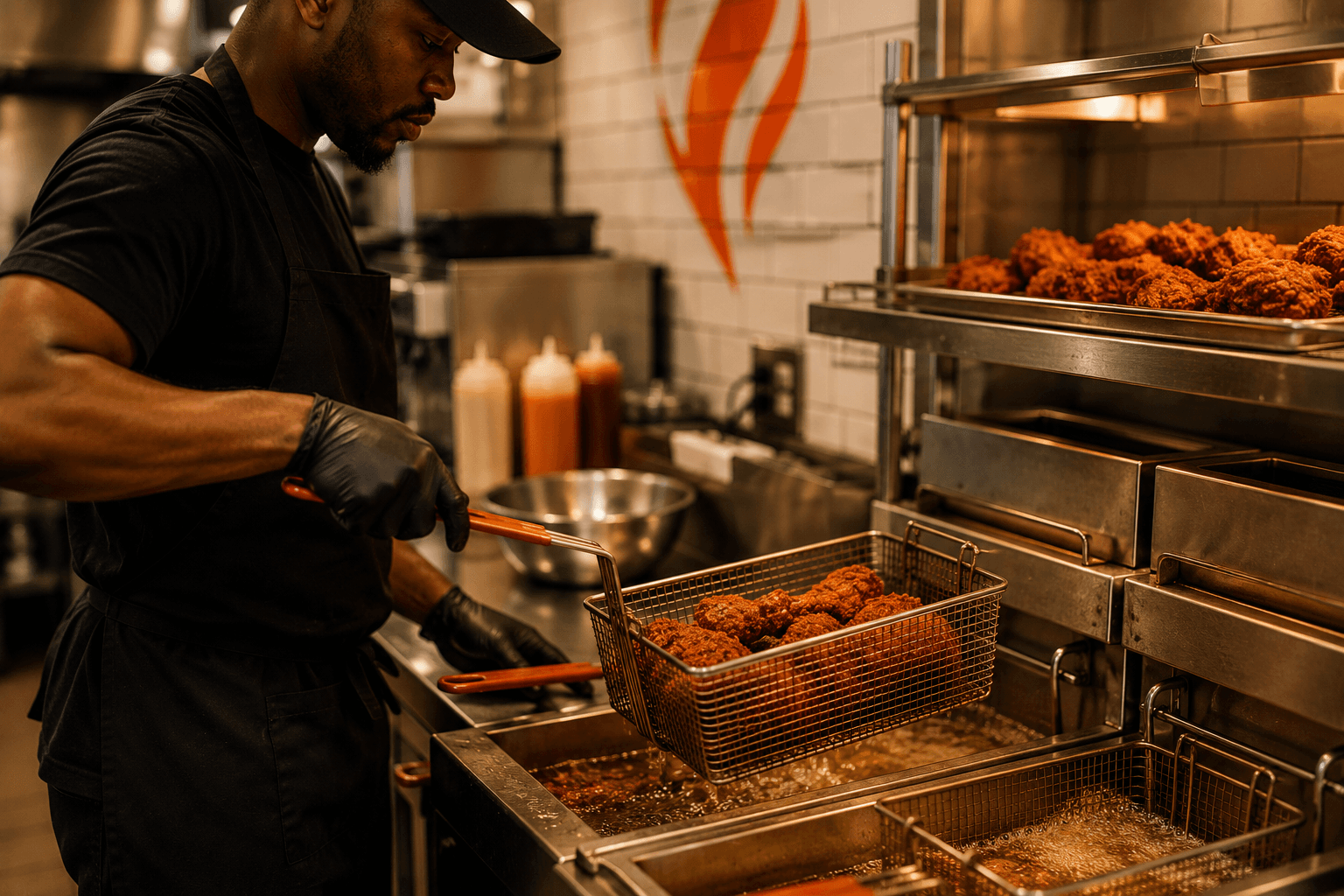 JP's Hot Chicken fryer station